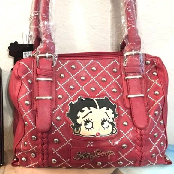 Betty Boop Wine Colored Purse - Rhinestones Medium Size - Picture 1 of 3